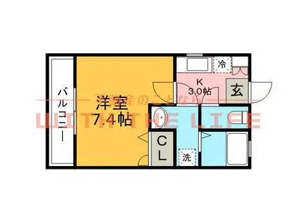 クレフラスト久留米大(1K/1階)の間取り写真