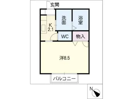 パルクかちがわ(1K/1階)の間取り写真