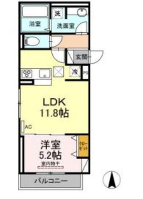 パーク倉敷(1LDK/1階)の間取り写真