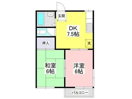 小川コーポ(2DK/2階)の間取り写真