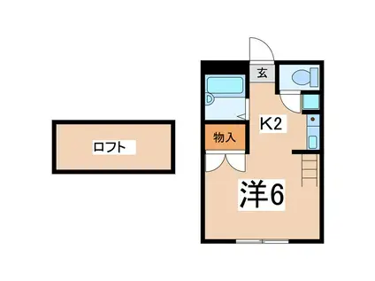 タテカワ(1K/2階)の間取り写真