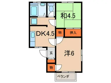 川瀬ハイツ(2DK/1階)の間取り写真