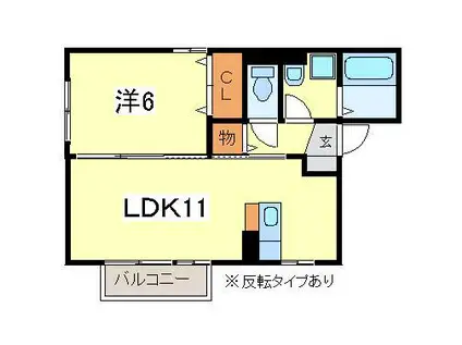 セジュール ブランシェD(1LDK/1階)の間取り写真