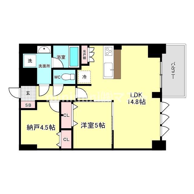 スプランディッド上本町ウエスト(2LDK/15階)の間取り写真