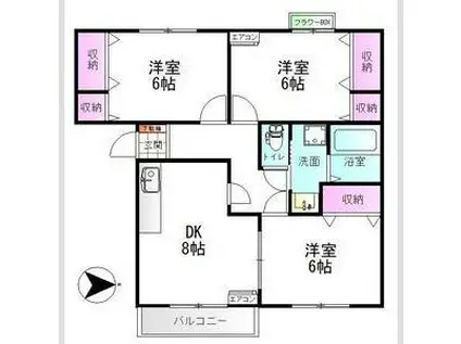 サングレースマンション(3DK/3階)の間取り写真