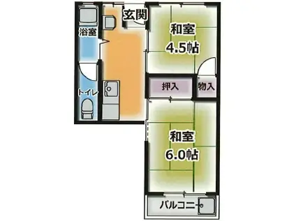 氷室ハイツ(2DK/2階)の間取り写真