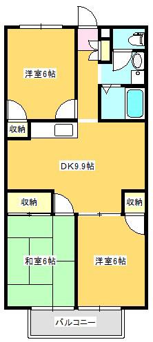 グランプレミア松縄(3DK/2階)の間取り写真