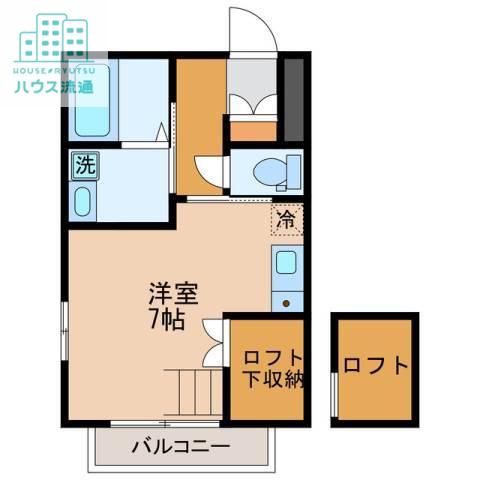 ハッピーキャッスル(ワンルーム/2階)の間取り写真
