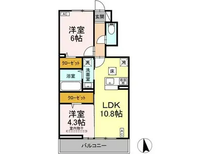 ドムス・クレスト(2LDK/1階)の間取り写真