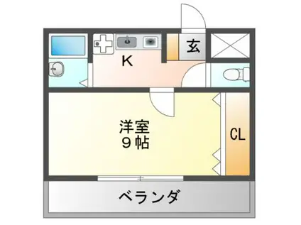 センターヴィレッジ(1K/2階)の間取り写真