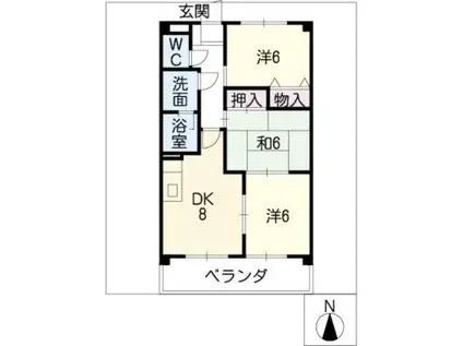 エバーグリーン(3DK/4階)の間取り写真