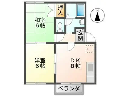 明光ハイム(2DK/2階)の間取り写真
