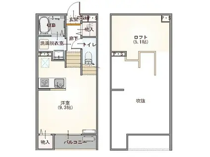 グランコムメゾン上野中(1K/1階)の間取り写真