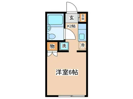 ハウスブル(ワンルーム/2階)の間取り写真