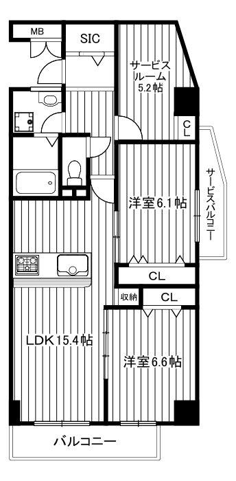 デラーノ(2SLDK/5階)の間取り写真