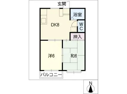ヴェルデ新城A棟(2DK/1階)の間取り写真