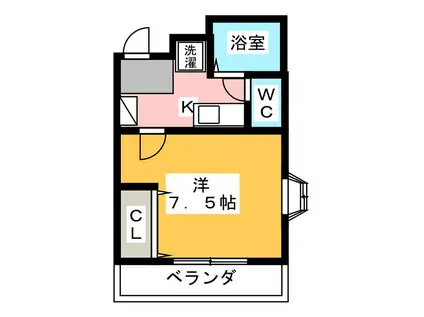 アクア・ベル(1K/2階)の間取り写真