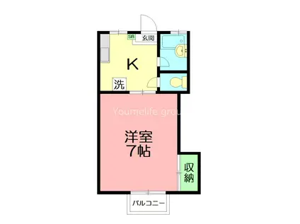 シャルム熊谷II(1K/1階)の間取り写真