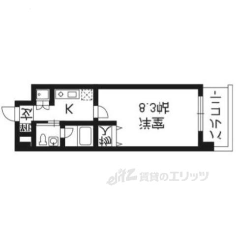 ベラジオ烏丸三条(1K/4階)の間取り写真