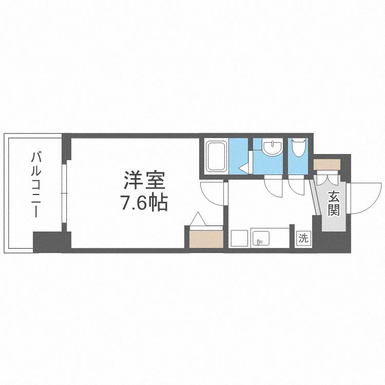 アドバンス大阪城シュアーヴ(1K/2階)の間取り写真