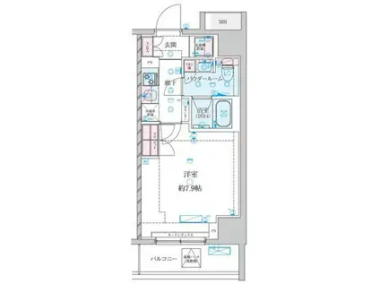 GENOVIA平塚III(1K/9階)の間取り写真