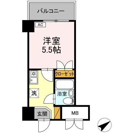 コンフォール小泉(1K/6階)の間取り写真