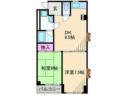 アパルトマン・トロワバレー・サントル(2DK/5階)の間取り写真