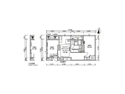 東雲キャナルコートCODAN11号棟(2DK/11階)の間取り写真