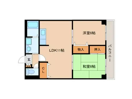 グランメール1番館(2LDK/2階)の間取り写真