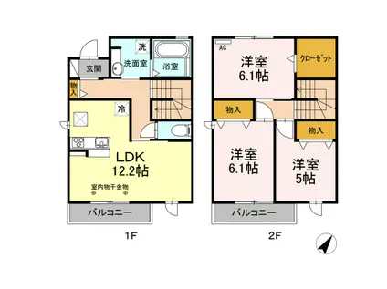 オレンジガーデン B(3LDK/1階)の間取り写真