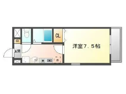 ラ・ヴィスタ板宿(1K/3階)の間取り写真