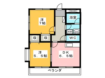 ラミフェイス美しが丘西(2DK/3階)の間取り写真