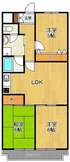 ヴィラ浜甲子園(3LDK/1階)の間取り写真
