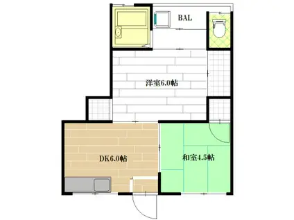 福井文化(2DK/1階)の間取り写真