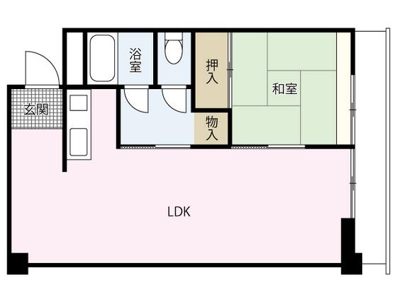 出島ビル(1LDK/4階)の間取り写真