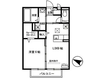 フェリーチェ小雑賀B棟(1LDK/1階)の間取り写真