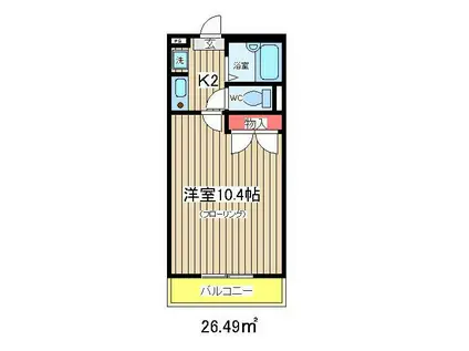 ハイム和(1K/2階)の間取り写真