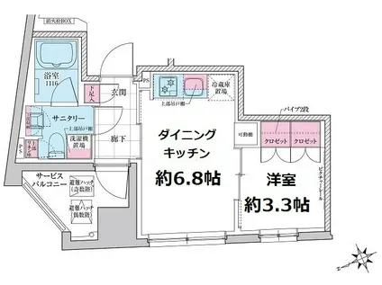 ステラメゾン三軒茶屋(1DK/6階)の間取り写真