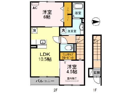 イースト VILLAGE 2015(2LDK/2階)の間取り写真