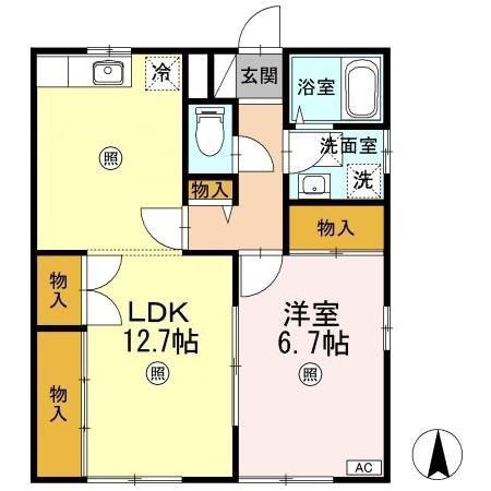 アモロッソS&S(1LDK/1階)の間取り写真