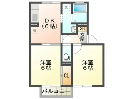 カサベルテB(2DK/1階)の間取り写真