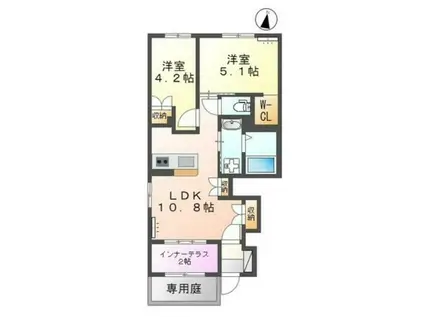 センチュリーハイツII(2LDK/1階)の間取り写真