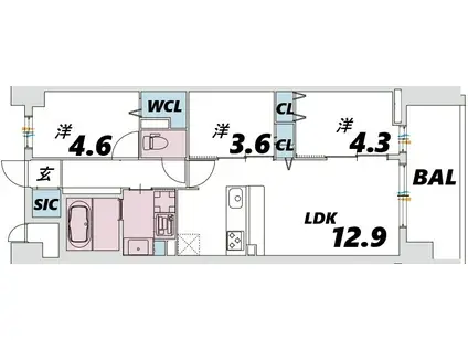 スプランディッドXI(3LDK/5階)の間取り写真