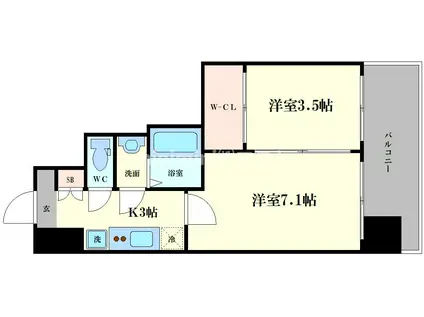 ファーストフィオーレ九条II(1DK/4階)の間取り写真