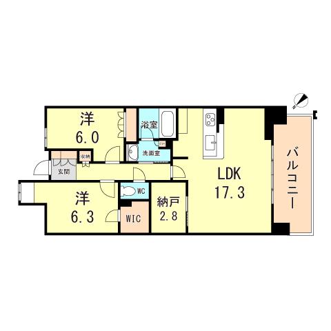 シティータワーグラン須磨鷹取(2SLDK/6階)の間取り写真