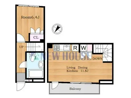 クレール神楽坂(1LDK/2階)の間取り写真