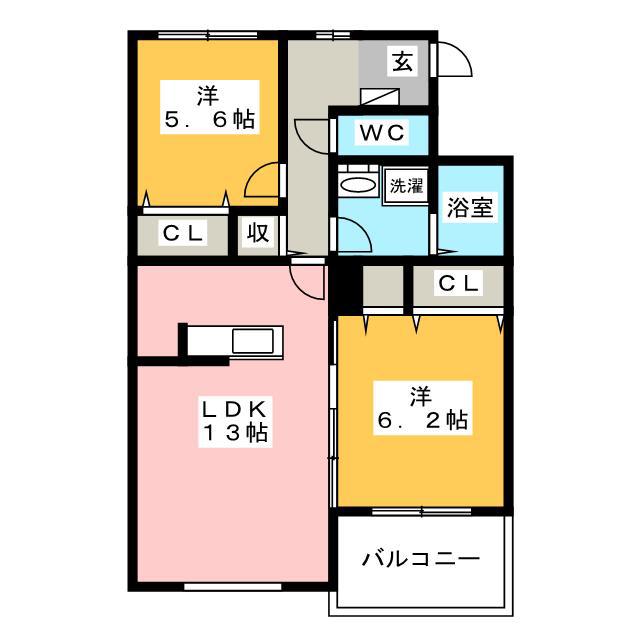 ルミナスコート(2LDK/1階)の間取り写真