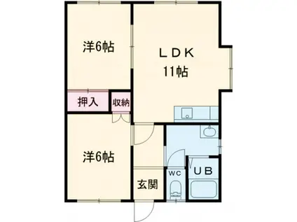 セザールI(2LDK/2階)の間取り写真