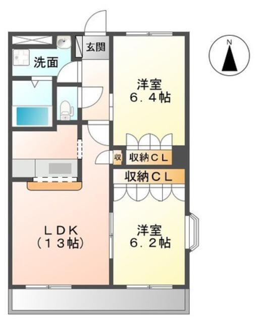 HILLS 天王台(2LDK/2階)の間取り写真