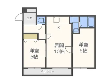 ベルメゾン南郷(2LDK/2階)の間取り写真